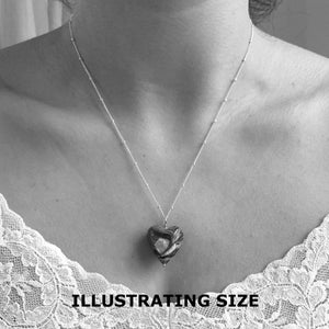 Necklace with dark blue and cornflower swirl Murano glass medium heart pendant on silver chain