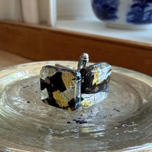 Cufflinks with silver, gold aventurine and black Murano glass tiles
