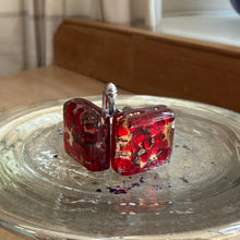 Cufflinks with red Murano glass tiles