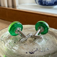 Cufflinks with green Murano glass roundels