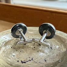 Cufflinks with silver, gold, aventurine and black Murano glass roundels