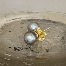 Earrings with grey Murano glass sphere studs on gold plated posts