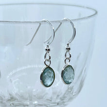 Gemstone earrings with amethyst (blue) crystal drops on silver hooks