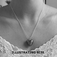 Necklace with cornflower blue & black Murano glass medium heart pendant on silver chain