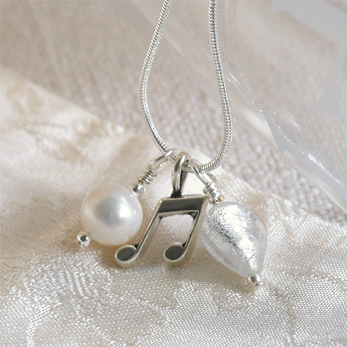 Three charm necklace in silver with clear crystal heart and *charm options*