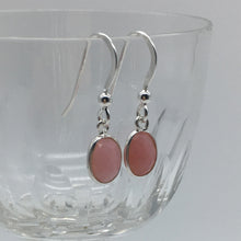 Gemstone earrings with pink opal crystal drops on silver or gold hooks