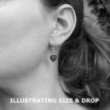 Earrings with dark blue (cobalt) Murano glass mini heart drops on silver or gold hooks