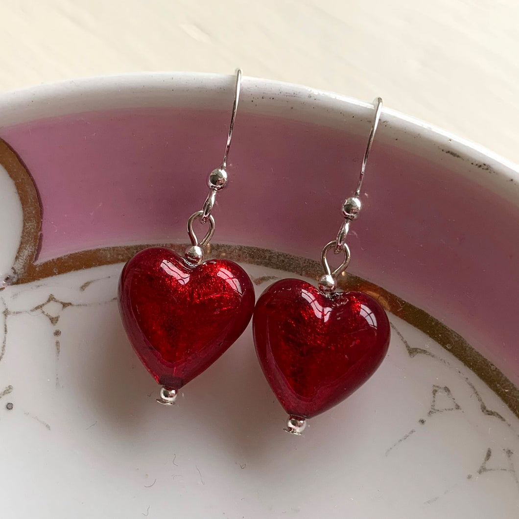 Cute Crystal Red Heart Short Drop Earrings  Neshe Fashion Jewelry
