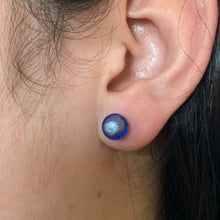 Earrings with cornflower blue Murano glass sphere studs on surgical steel posts