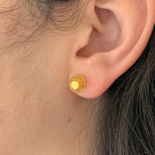 Earrings with light (pale) gold Murano glass sphere studs on 24ct gold plated posts