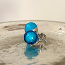 Earrings with turquoise (blue) Murano glass sphere (round) studs on surgical steel posts