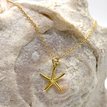 22 Carat gold vermeil necklace with starfish charm pendant on cable chain