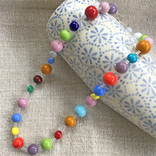 Necklace with multicolours, shapes & sizes Murano glass pastel beads in long flapper style