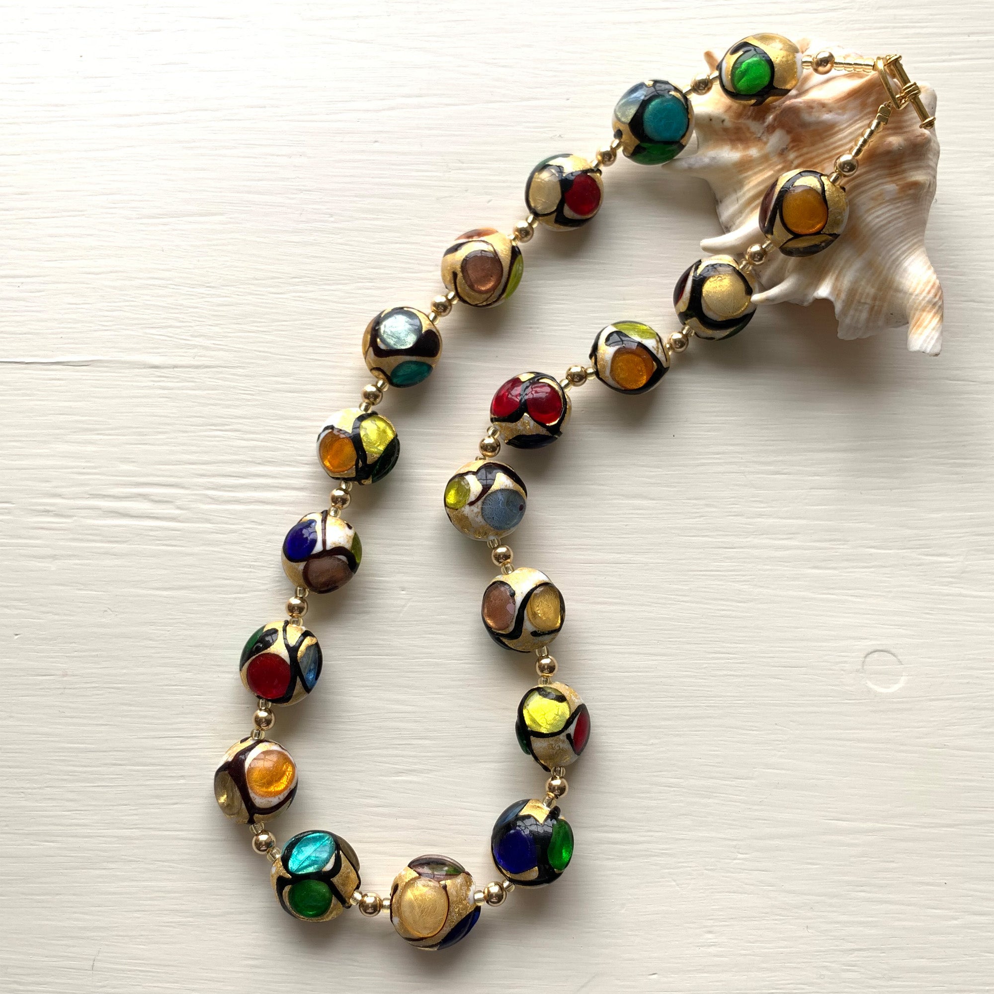 vintage lampwork beads necklace venetian glass beads – GoodOldBeads