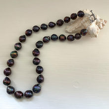Necklace with large graduated cultured freshwater black baroque 'Kasumi' pearls